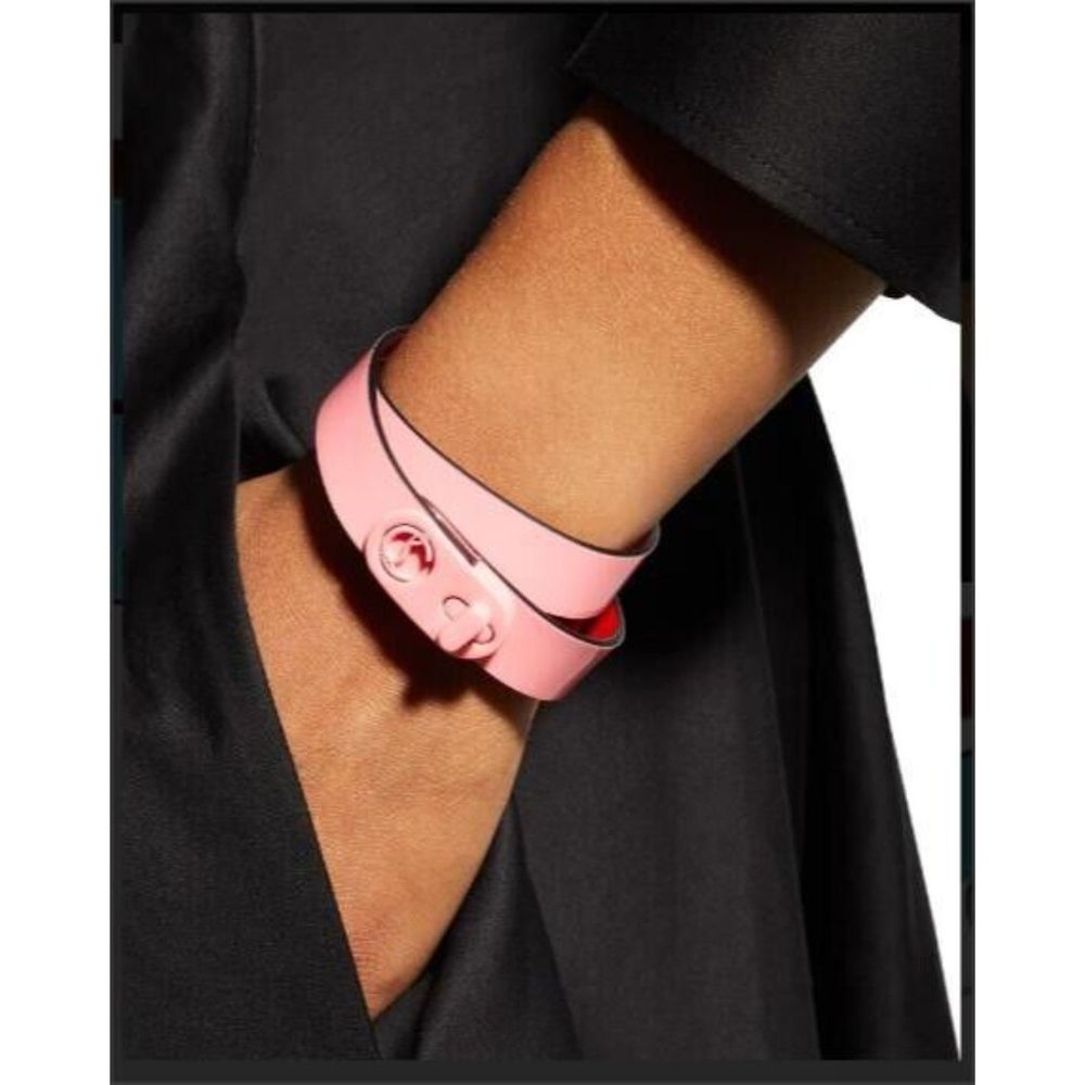 Christian Louboutin Elisa Bubble Gum Pink Patent Turnlock Double Wrap Bracelet S
